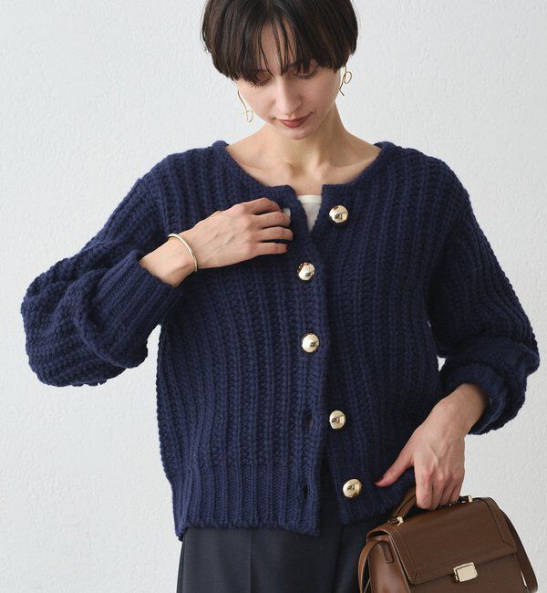  「ゴールドボタンニットカーデ」|ニット・セーター|
