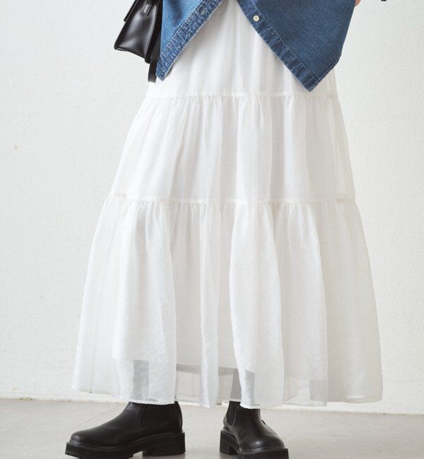  「オーガンジーティアードスカート」|スカート|