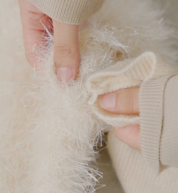  「リブアームウォーマー付シャギー半袖ニット」|ニット・セーター|