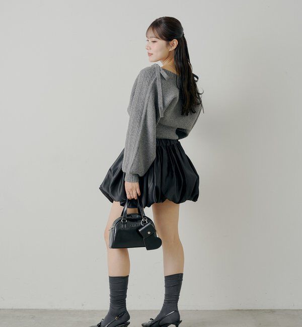  「ケーブルリボンキャミ+ボレロセット」|ニット・セーター|