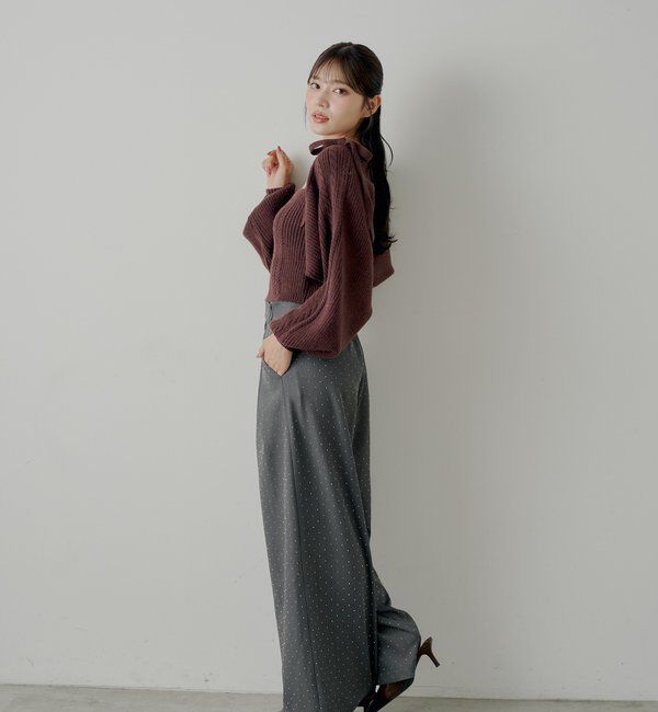  「ケーブルリボンキャミ+ボレロセット」|ニット・セーター|