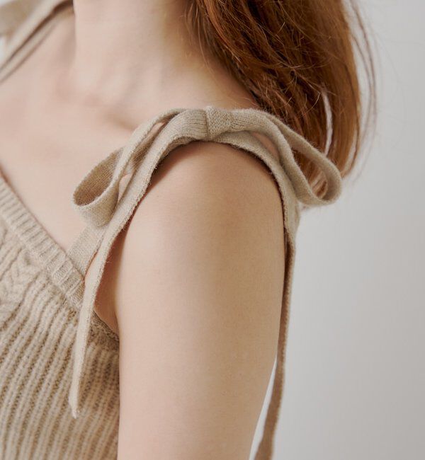  「ケーブルリボンキャミ+ボレロセット」|ニット・セーター|