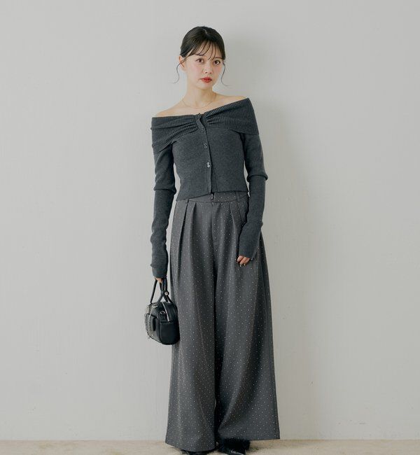  「フロントボタンオフショルニット」|ニット・セーター|