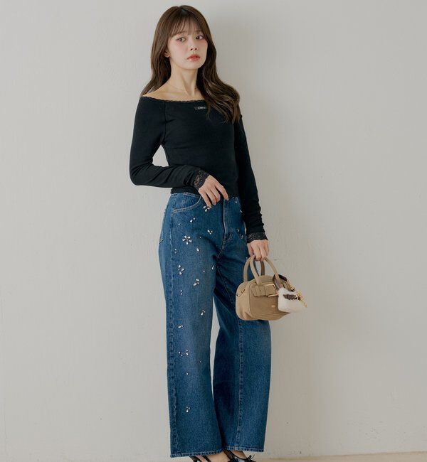  「カップ付きレースコンパクトトップス」|Tシャツ・カットソー|