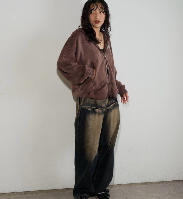  「【SLOPPY】RHINESTONE ZIP HOODIE」|パーカー|