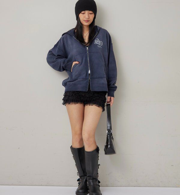  「【SLOPPY】RHINESTONE ZIP HOODIE」|パーカー|