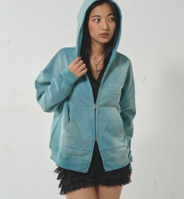  「【SLOPPY】RHINESTONE ZIP HOODIE」|パーカー|