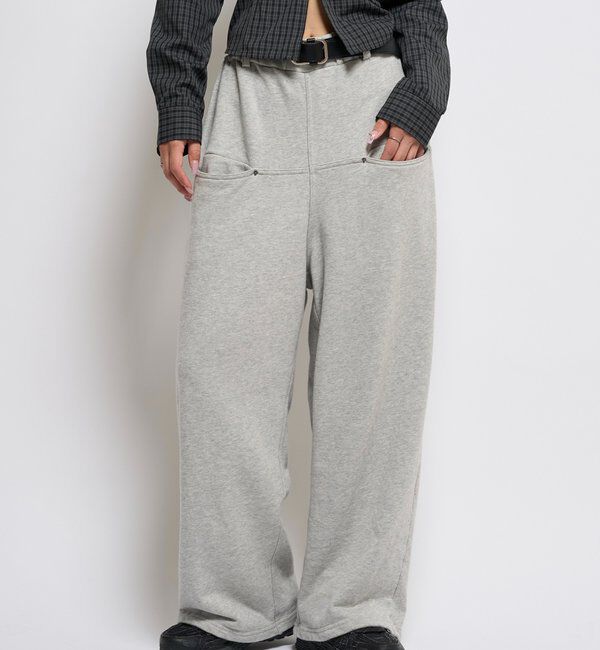  「【低身長・高身長対応】SLASH POCKET SWEAT EASY PANTS」|チノ|
