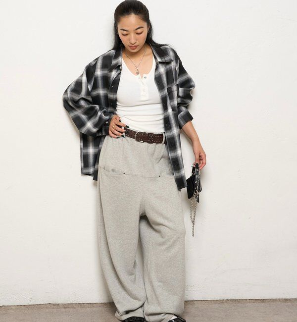  「【低身長・高身長対応】SLASH POCKET SWEAT EASY PANTS」|チノ|