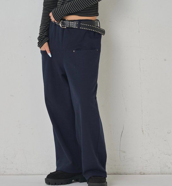  「【低身長・高身長対応】SLASH POCKET SWEAT EASY PANTS」|チノ|