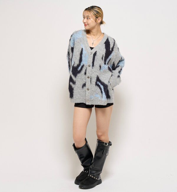  「KOOKYNモヘアライクカーディガン(無地/カモ柄)」|カーディガン|