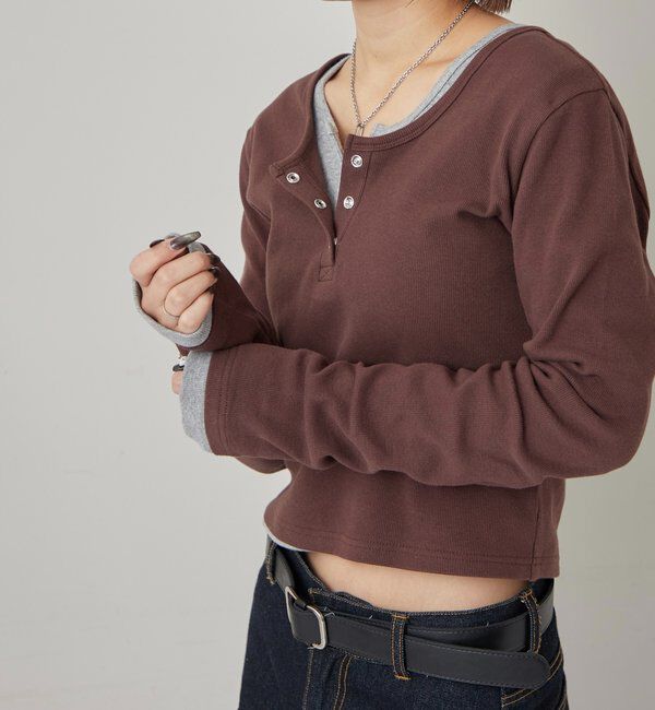  「RING DOT L/S TOPS」|Tシャツ・カットソー|ブラウン