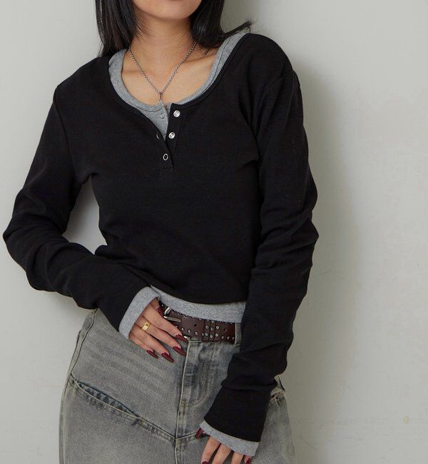  「RING DOT L/S TOPS」|Tシャツ・カットソー|ブラック