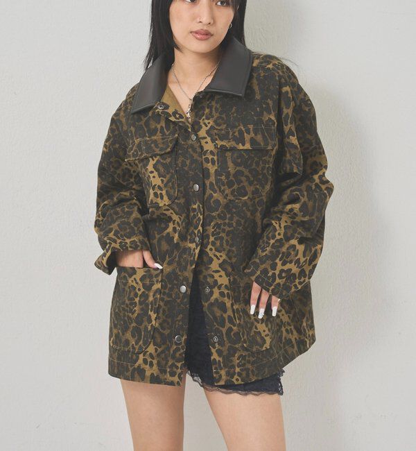  「レオパードカバーオール」|ブルゾン・スタジャン|ブラウン