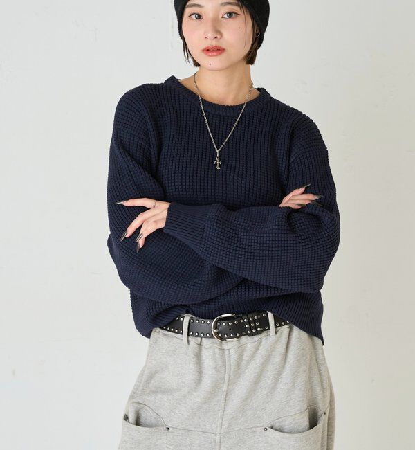  「KOOKYN ワッフル編みクルーニット」|ニット・セーター|