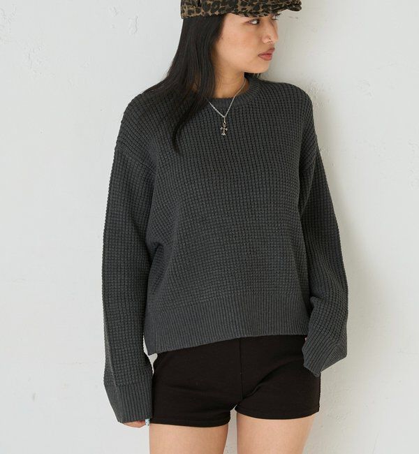  「KOOKYN ワッフル編みクルーニット」|ニット・セーター|
