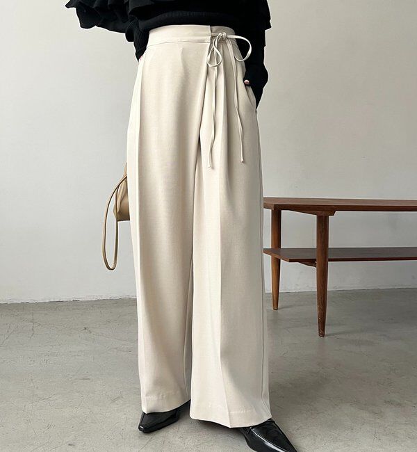  「【待望の追加決定！/新色ブラウン】ラップリボンパンツ」|チノ|