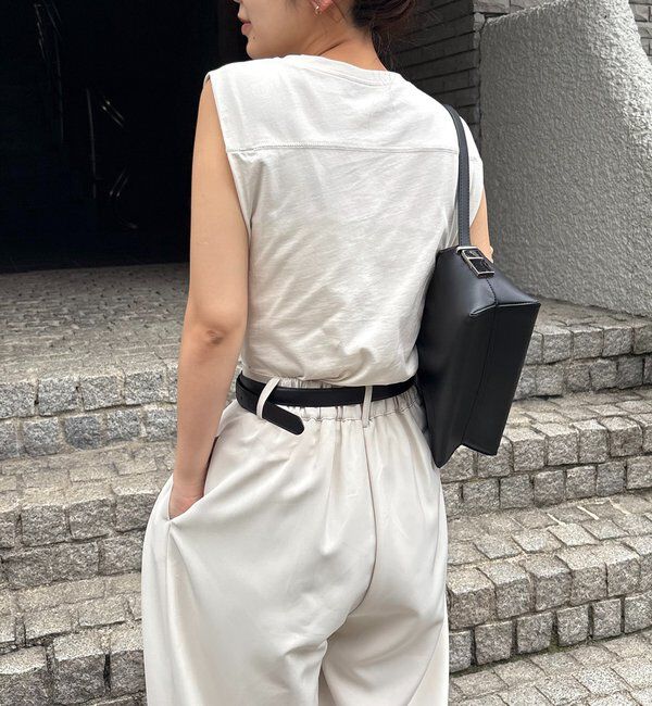  「【高見え素材/ウエスト周りカバー】ツイストドレープTシャツ」|Tシャツ・カットソー|