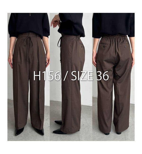  「ウエストリボンストライプパンツ」|チノ|