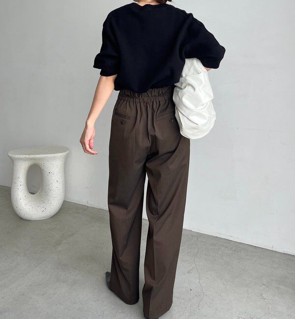  「ウエストリボンストライプパンツ」|チノ|