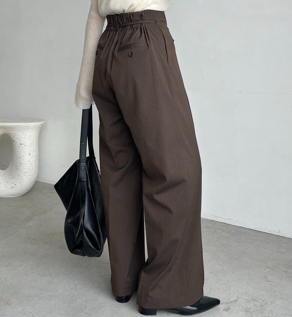  「ウエストリボンストライプパンツ」|チノ|