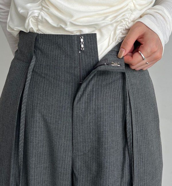  「ウエストリボンストライプパンツ」|チノ|