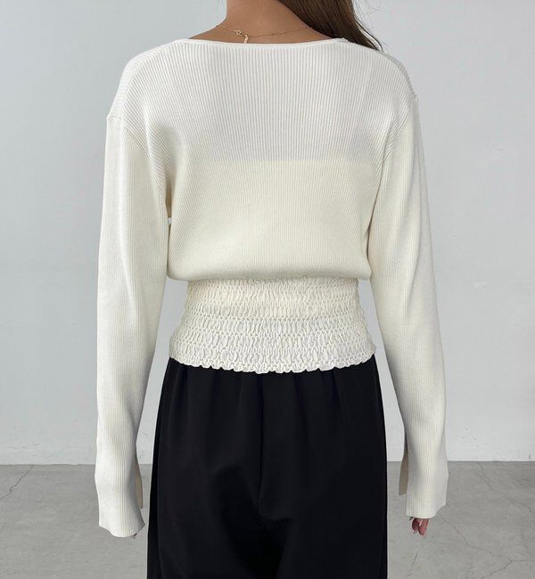  「【スタイルアップ効果◎】裾シャーリングリブカーディガン」|カーディガン|