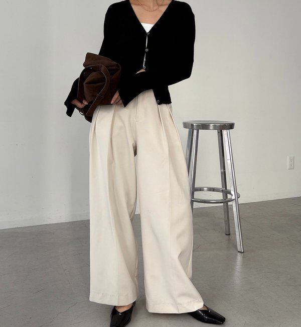  「【スタイルアップ効果◎】裾シャーリングリブカーディガン」|カーディガン|