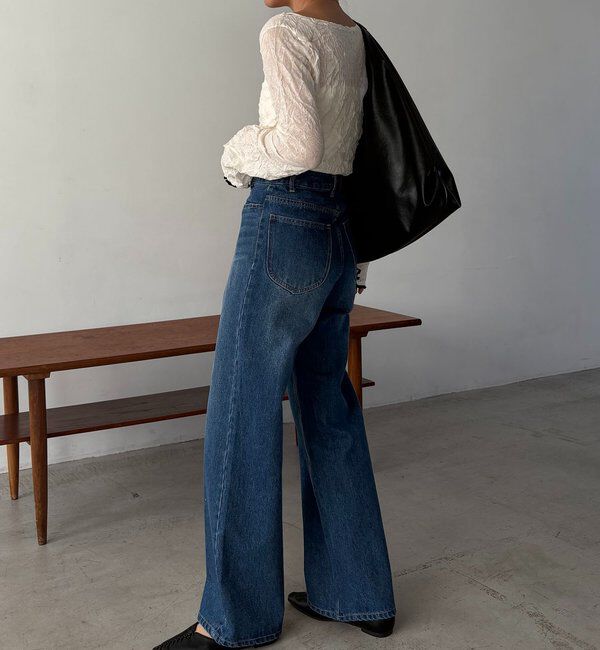  「【低身長サイズあり/セットアップ対応】スリットポケットストレートデニム」|デニム|