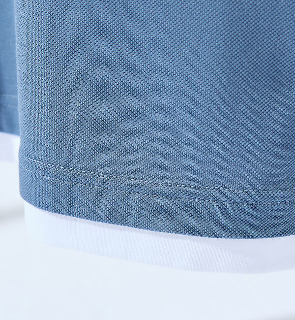 ABAHOUSE「キーネック カノコ半袖Tシャツ / フェイクレイヤード」|Tシャツ・カットソー|