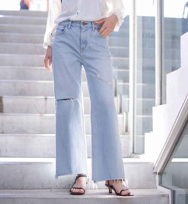 Rouge vif「【RED CARD/レッドカード】Freddie　ダメージワイドデニム」|デニム|