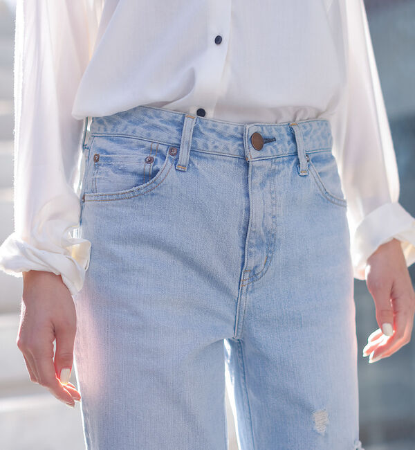 Rouge vif「【RED CARD/レッドカード】Freddie　ダメージワイドデニム」|デニム|