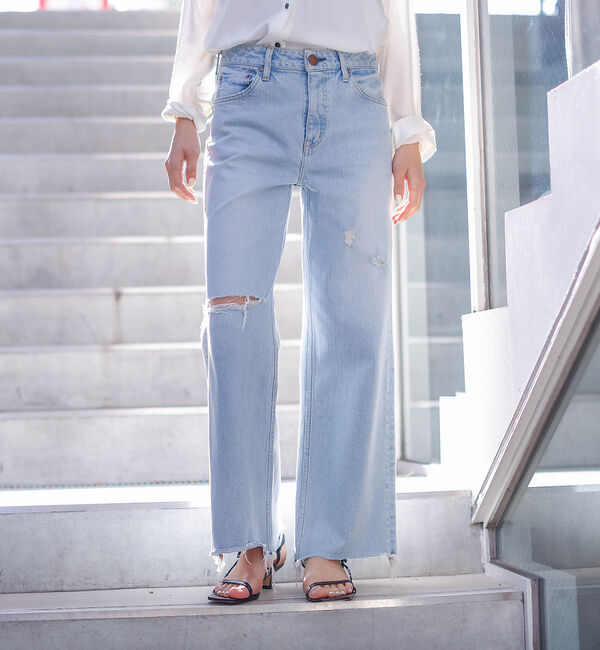 Rouge vif「【RED CARD/レッドカード】Freddie　ダメージワイドデニム」|デニム|