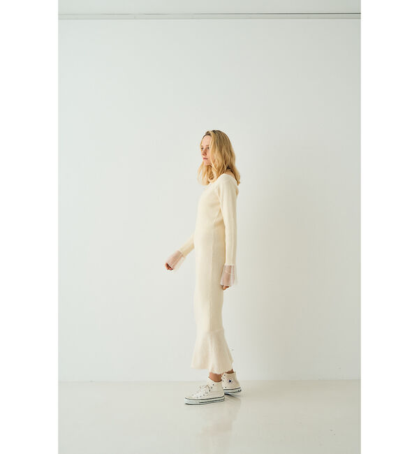 Rouge vif「【一部店舗限定】リブボートネックヘムフェザーワンピース」|ワンピース|