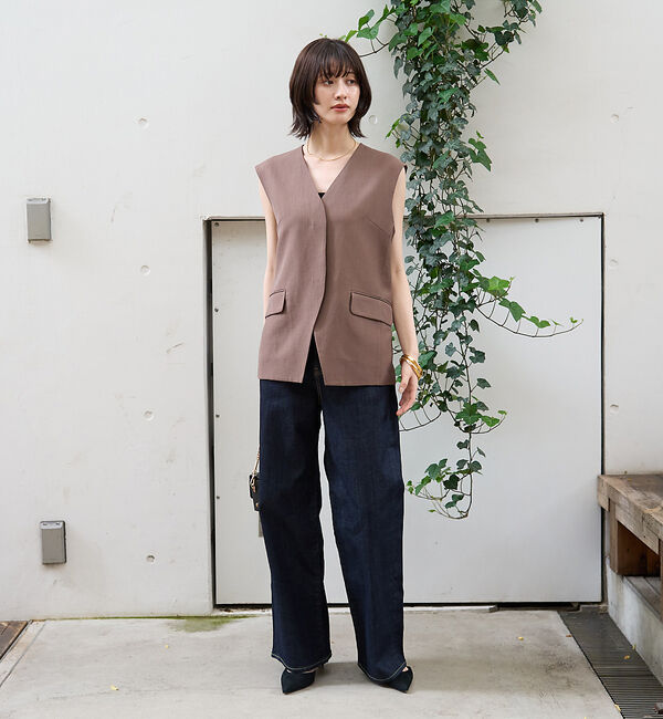 Rouge vif「リネン混サマーノーカラージレベスト」|シャツ・ブラウス|