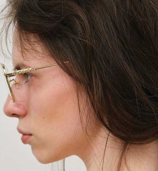 Rouge vif「【heyep／ヘイップ】ラインストーン&ロゴ付アビエイターメガネ」|メガネ|ゴールド