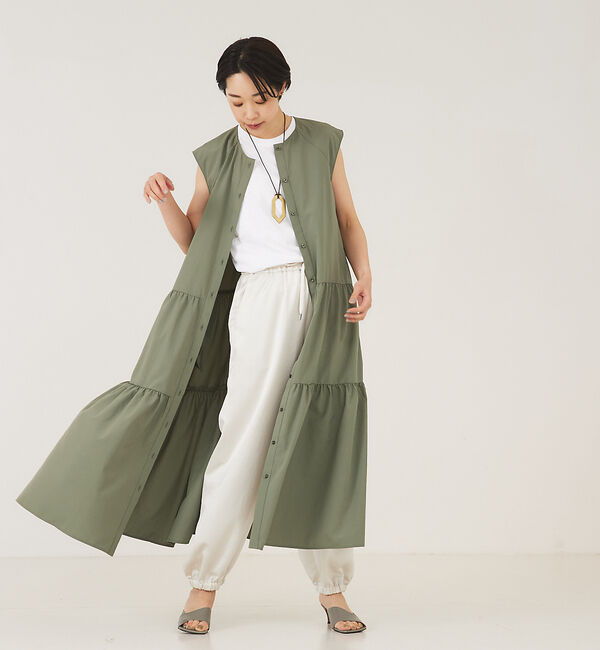 qualite「ソフトタフタティアードワンピース」|ワンピース|カーキ