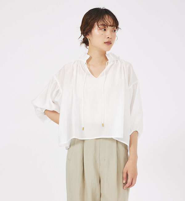 qualite「シアーフリルブラウス」|シャツ・ブラウス|