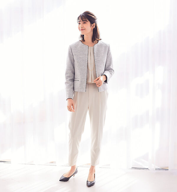 abahouse mavie「綾おりツイードジャケット」|ノーカラージャケット|