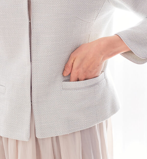 abahouse mavie「綾おりツイードジャケット」|ノーカラージャケット|