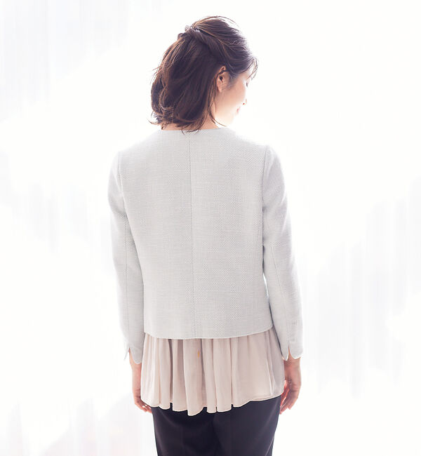 abahouse mavie「綾おりツイードジャケット」|ノーカラージャケット|