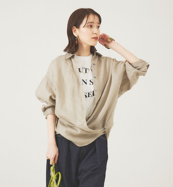 abahouse mavie「リネン2wayカシュクールオーバーシャツ」|シャツ・ブラウス|