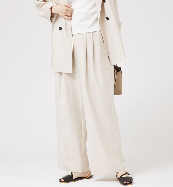 abahouse mavie「【LEE掲載・セットアップ対応】メランジ調ストレートパンツ/リネンライクタックス」|その他|ベージュ