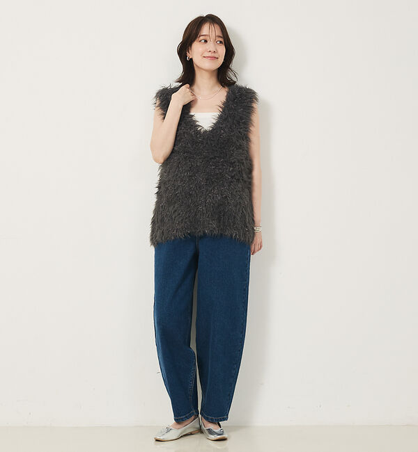 abahouse mavie「フェザーチュールヤーンニットベスト」|ベスト・ジレ|