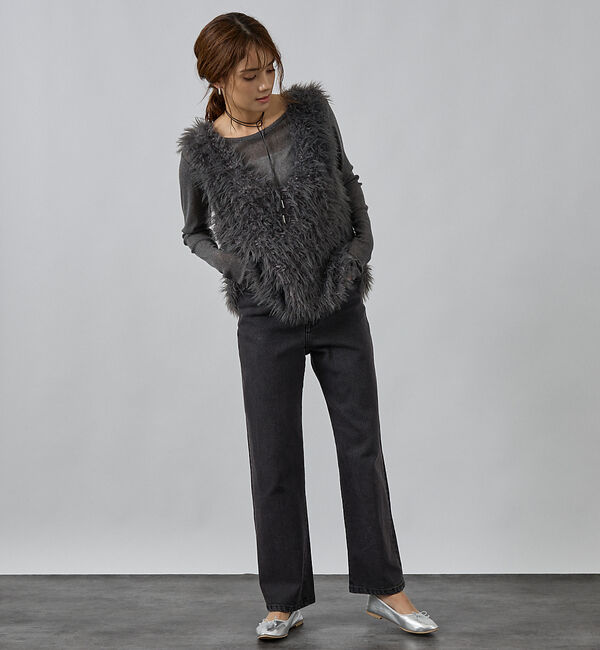 abahouse mavie「フェザーチュールヤーンニットベスト」|ベスト・ジレ|