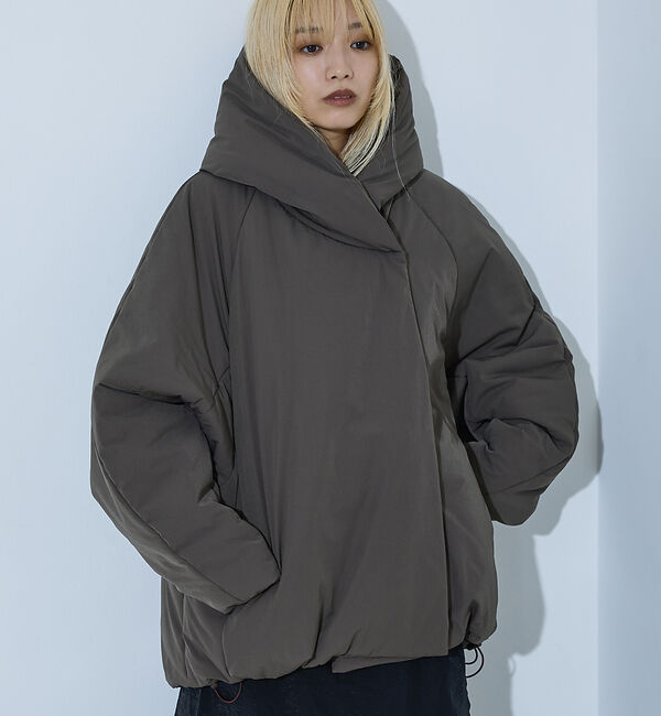 NOMINE「中綿 ボリューム フード ブルゾン」|ダウン|チャコールグレー