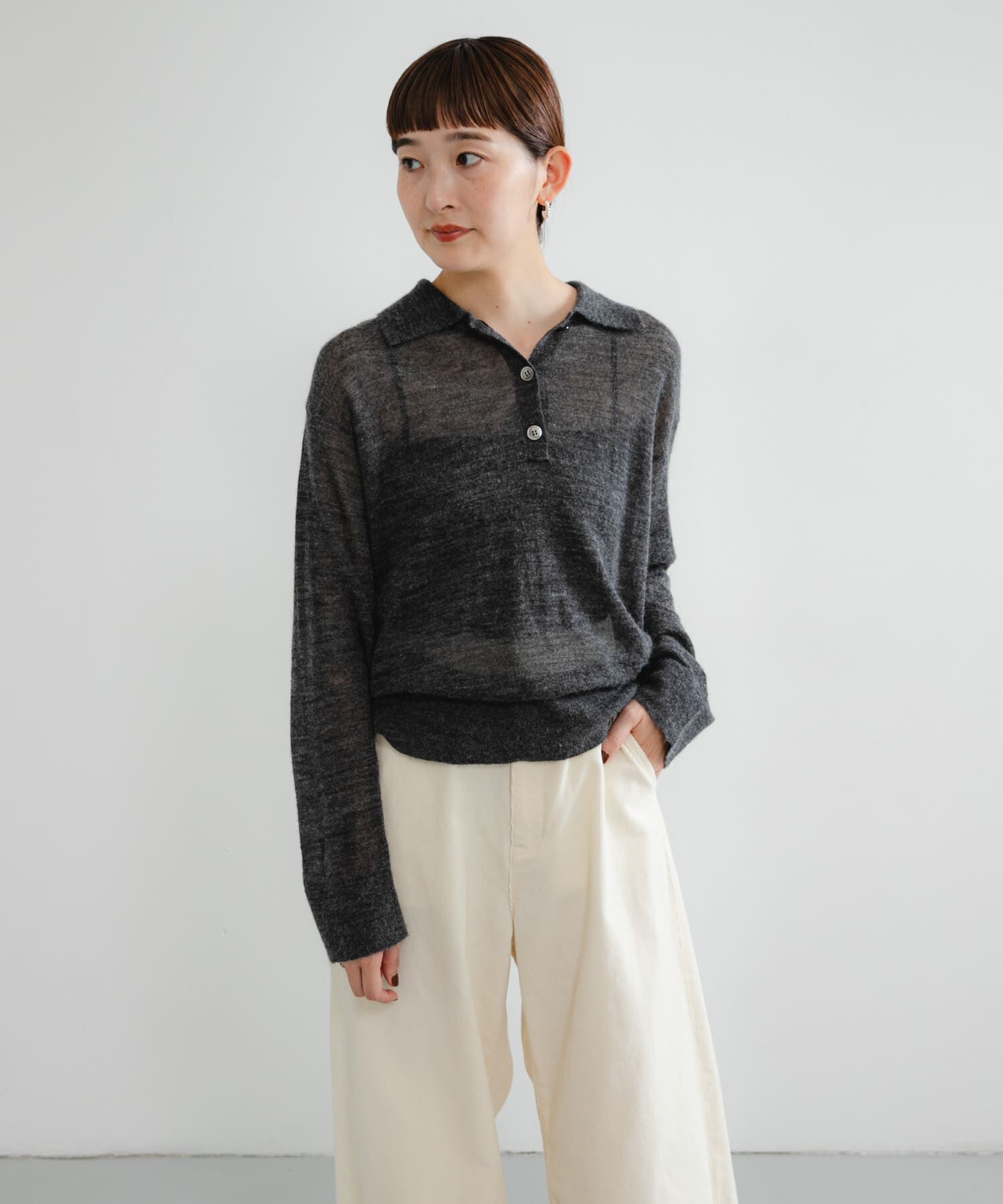 URBAN RESEARCH「ヘアリーポロ衿付きニット」|ニット・セーター|