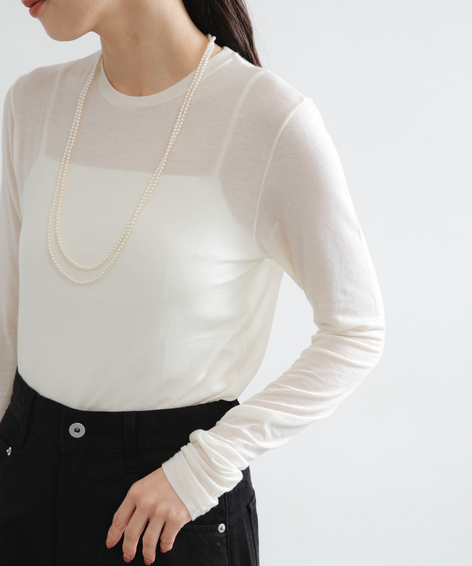 URBAN RESEARCH「カシミヤシルククルーネックカットソー」|Tシャツ・カットソー|オフホワイト