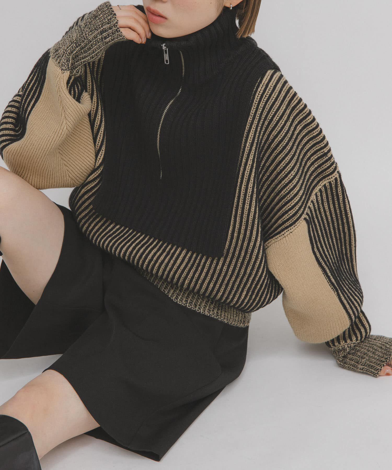 「レイヤードハーフZIPニット」|ニット・セーター|