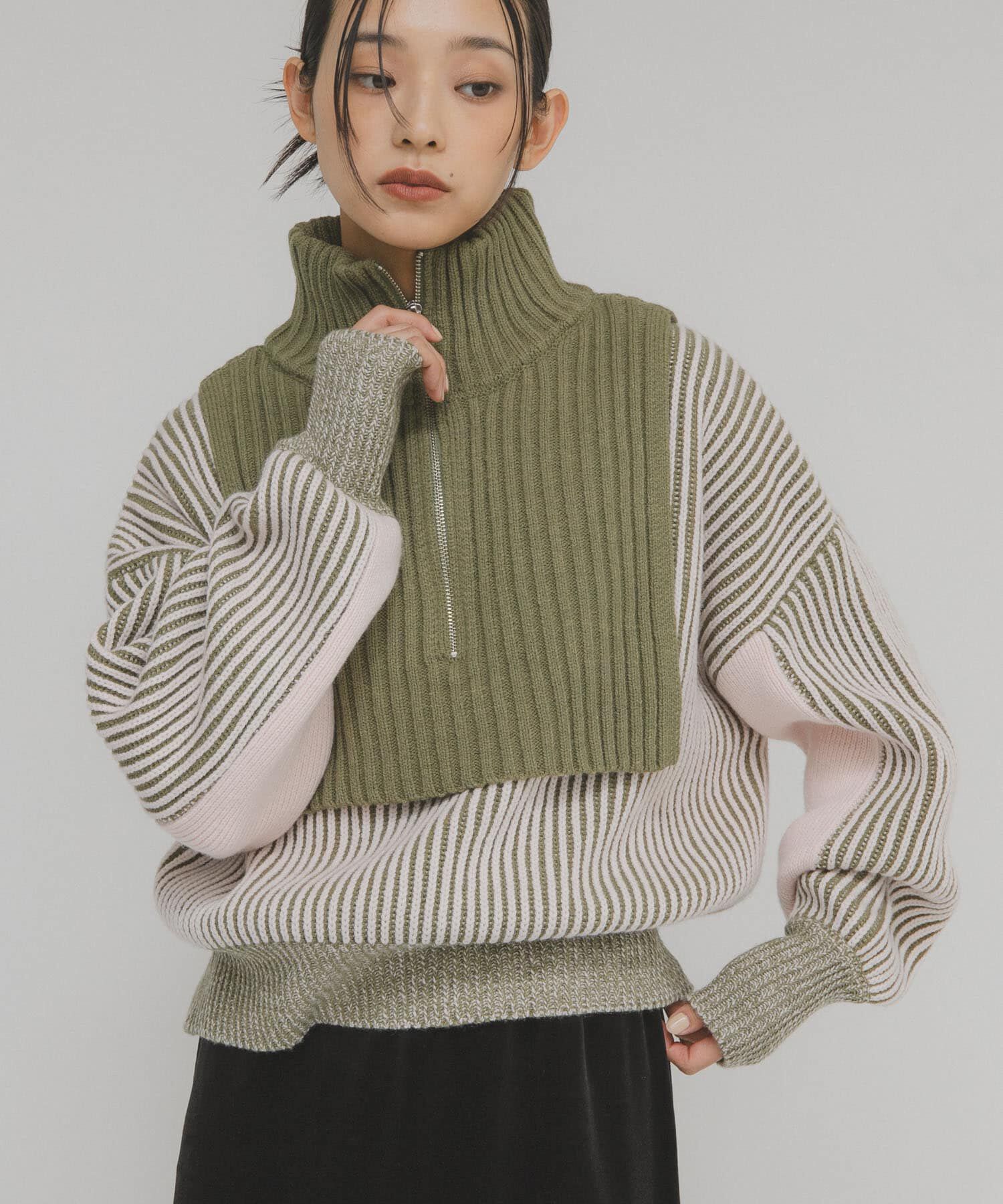  「レイヤードハーフZIPニット」|ニット・セーター|